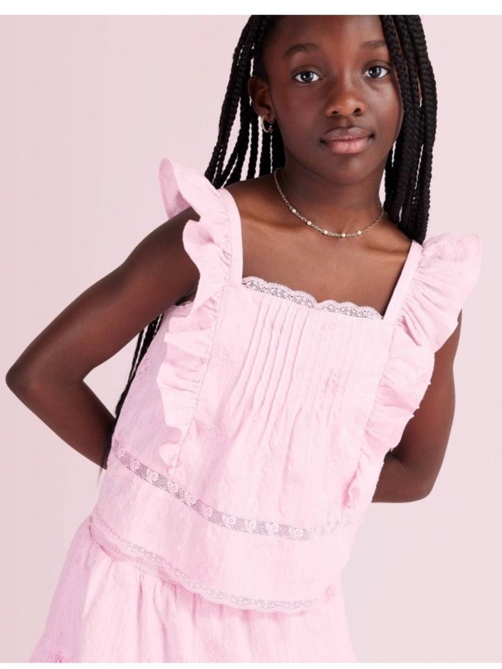 Pink Ruffle-Trim Sleeveless Top